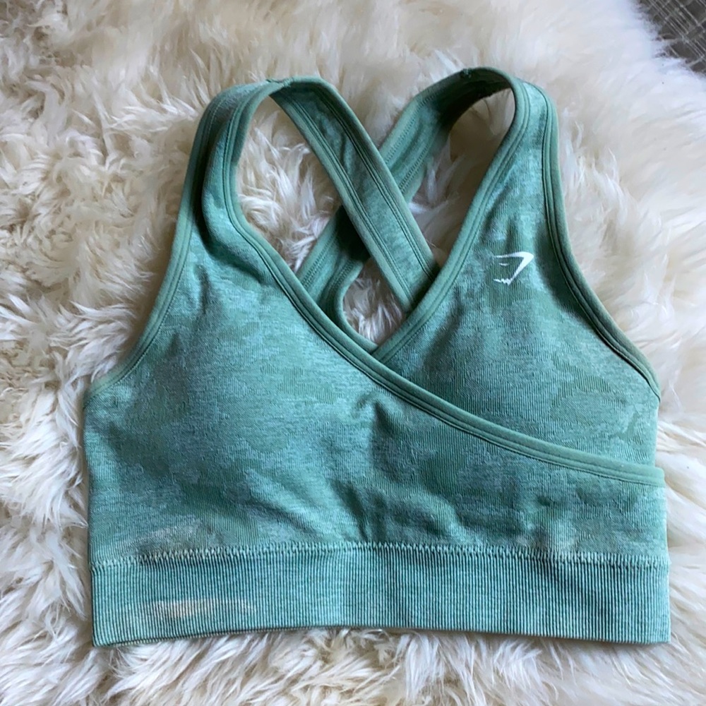 Gymshark green/sage camo sports bra - SM
